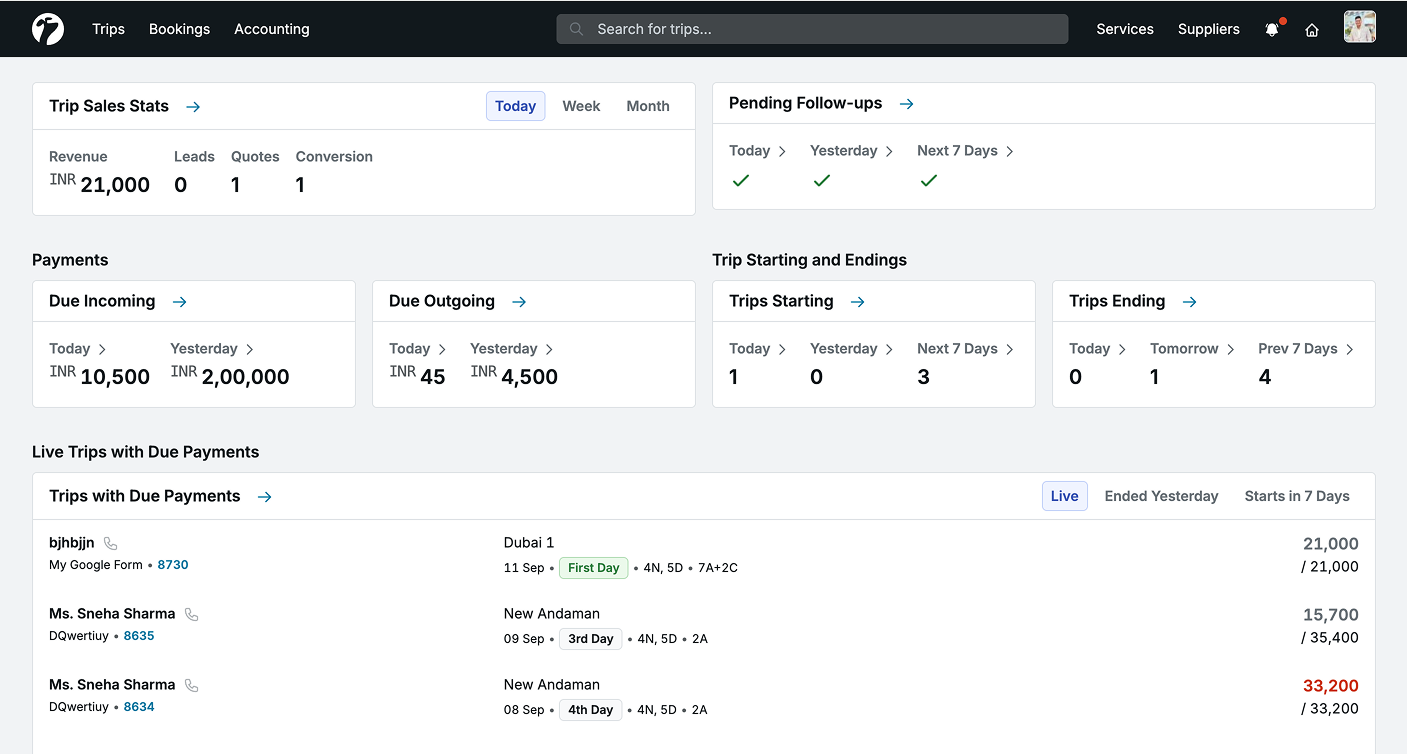 Image showing the sembark dashboard page