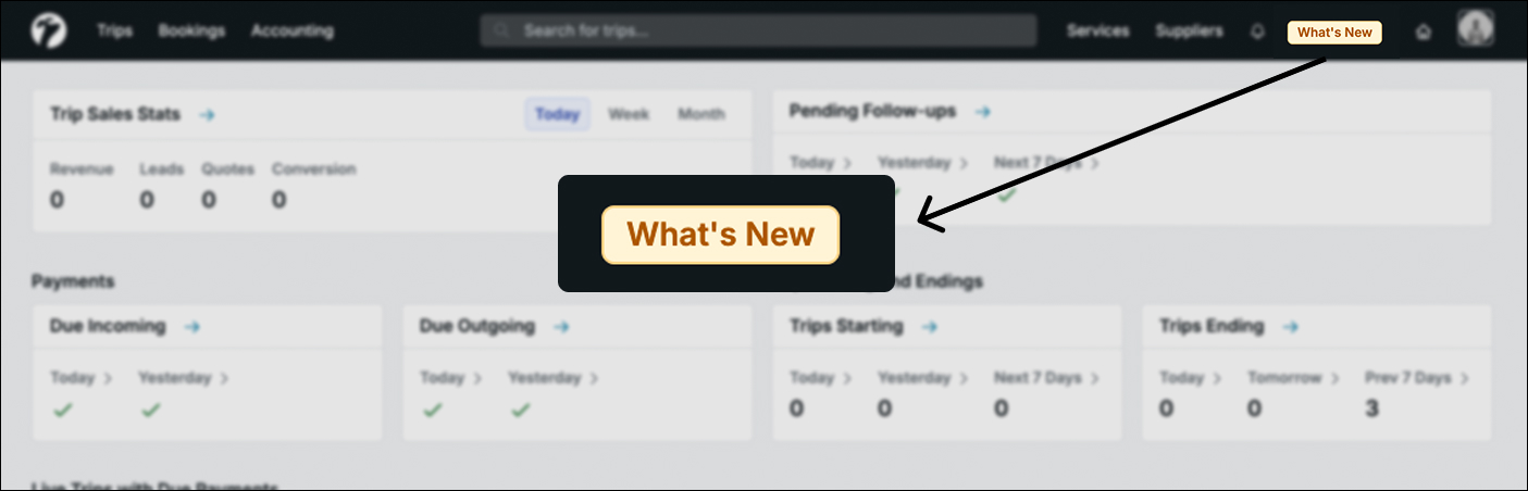 Image showing the whats's new tab in the dashboard