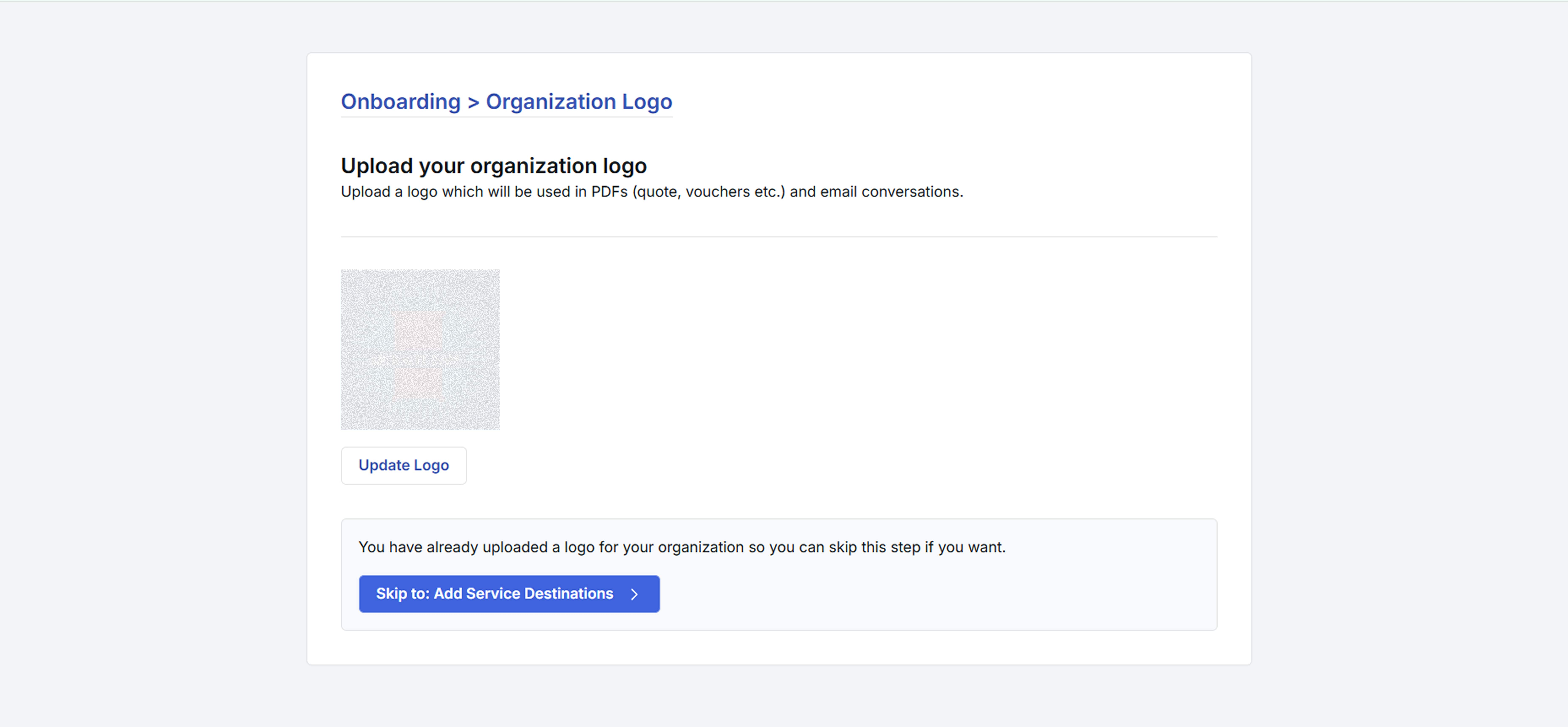 Image showing the company logo upload page.