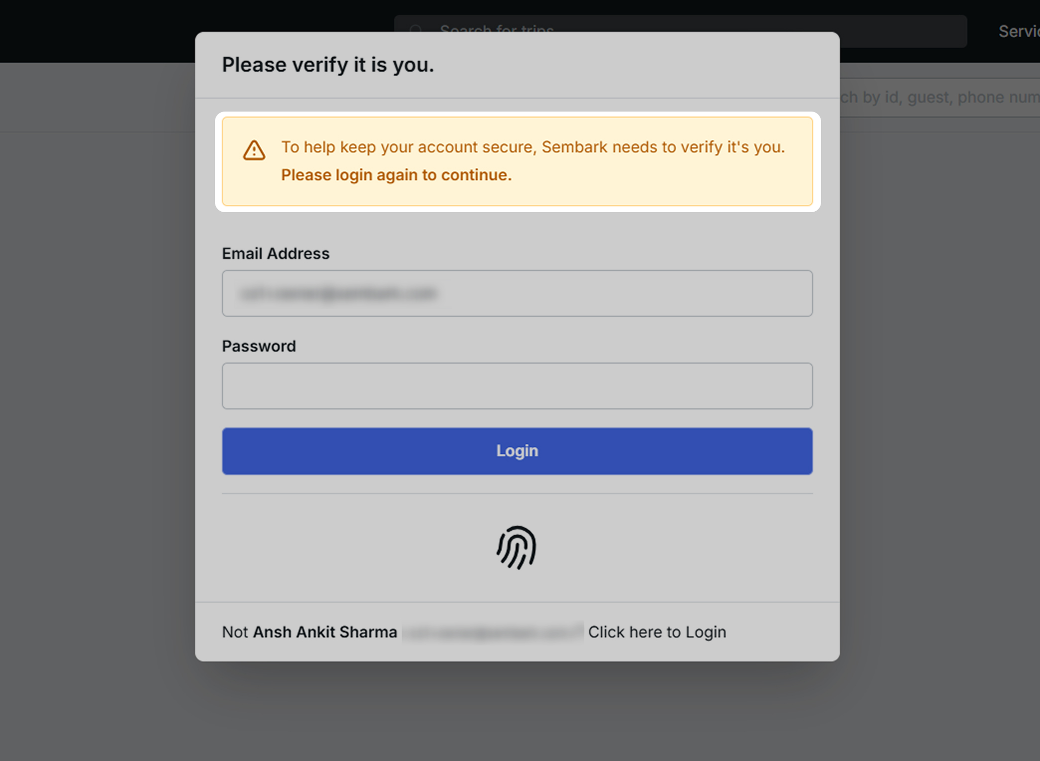 image showing log in screen due to device login restrictions