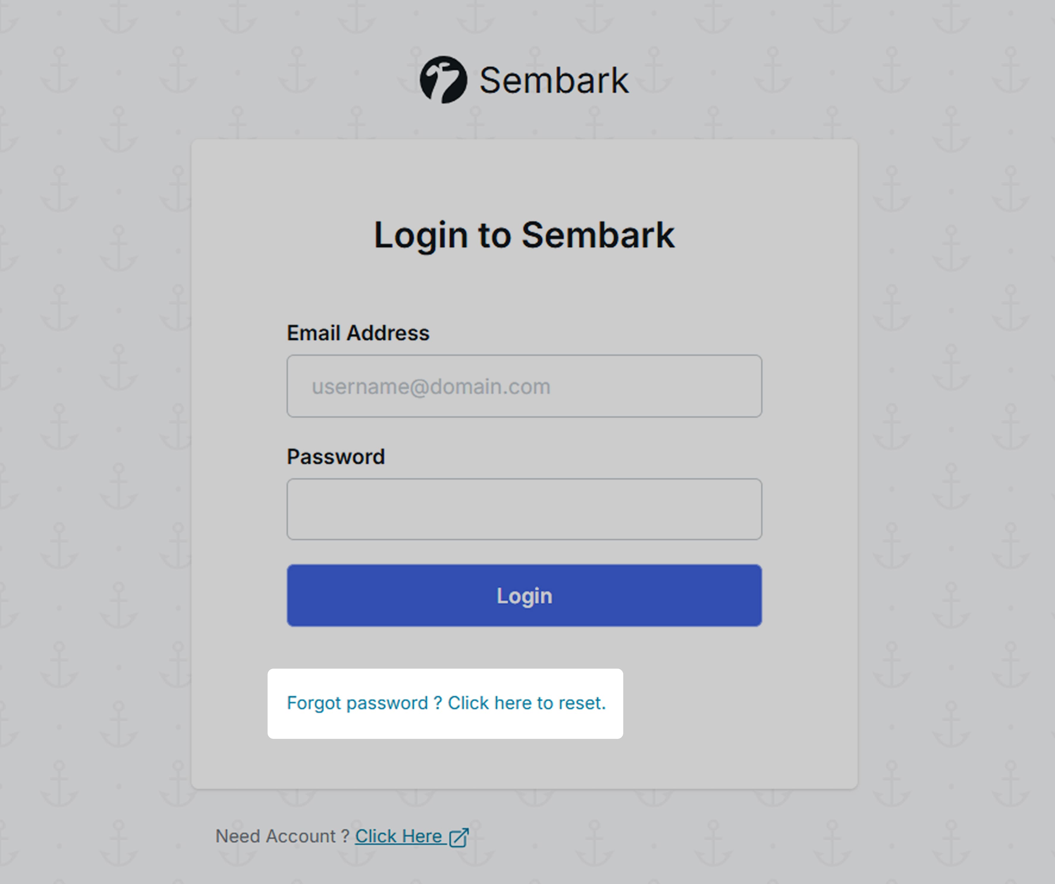 image showing the forgot password link