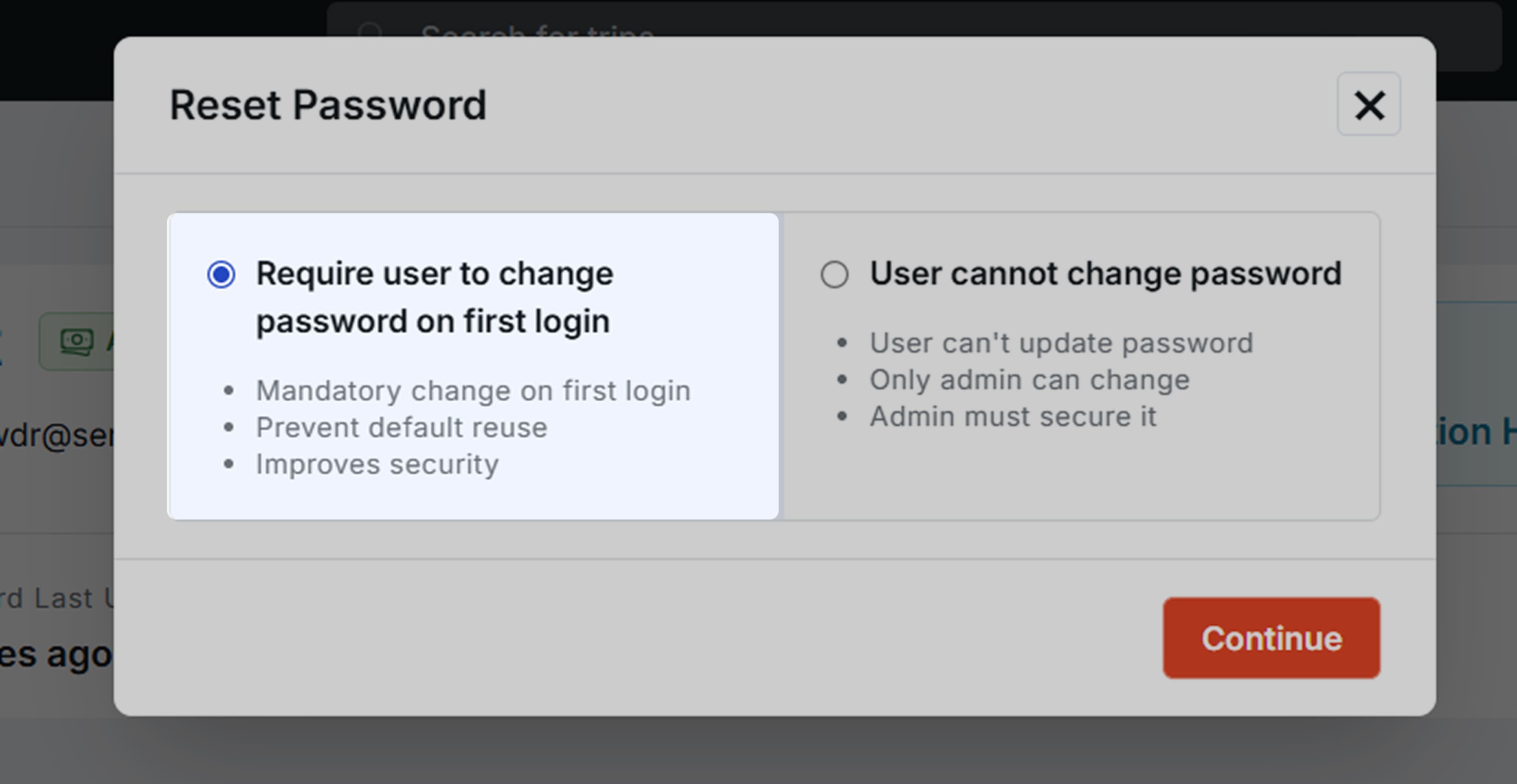 Image Showing the User Changing Their Password on First Login