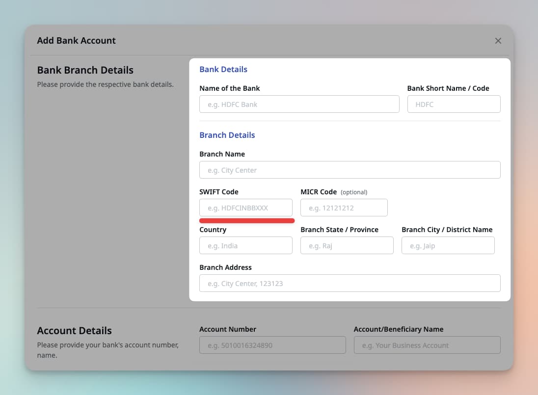 Image showing bank account creation using swift code Image showing bank account creation using swift code