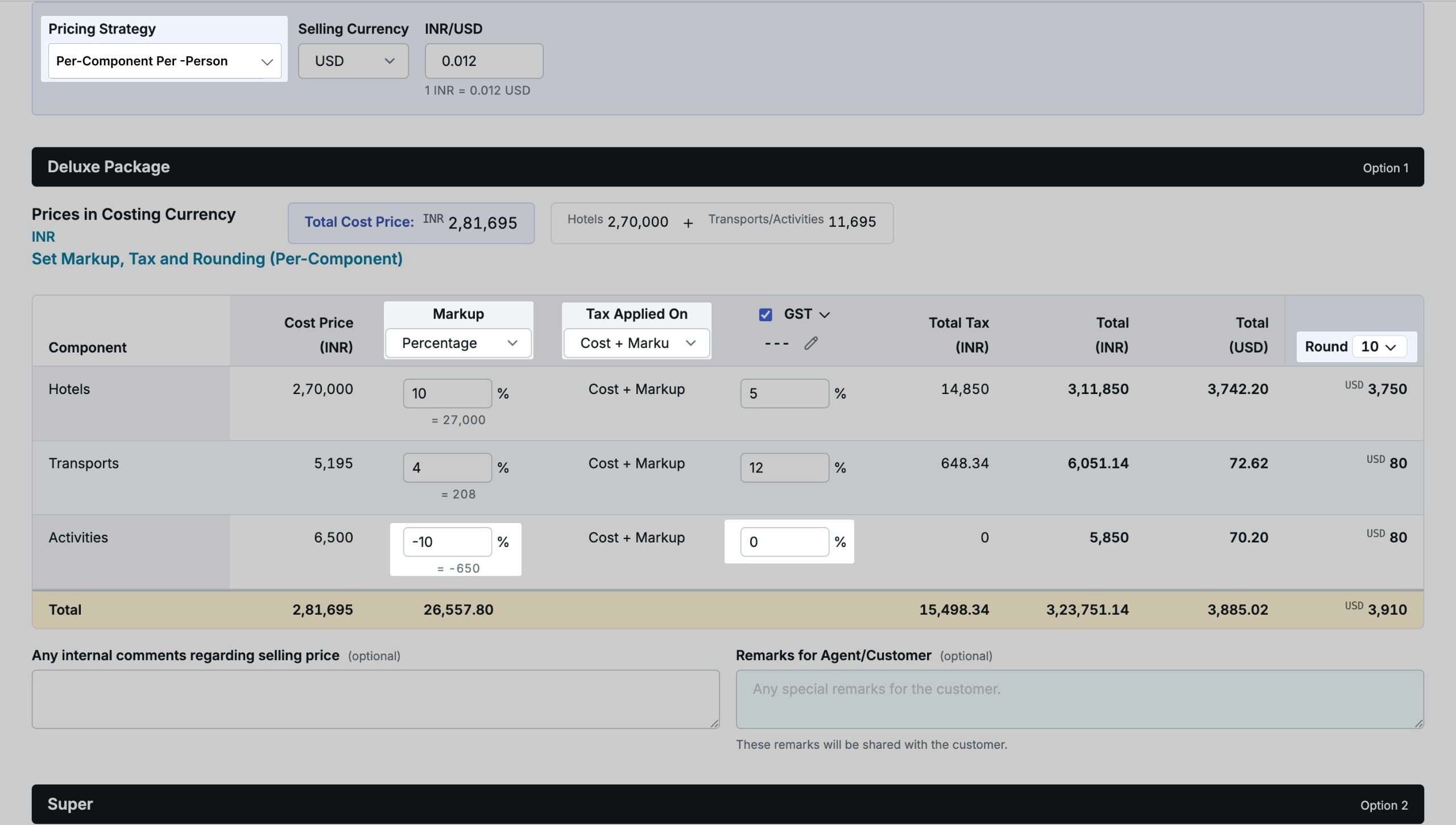 Image showing per-component per-person markup
