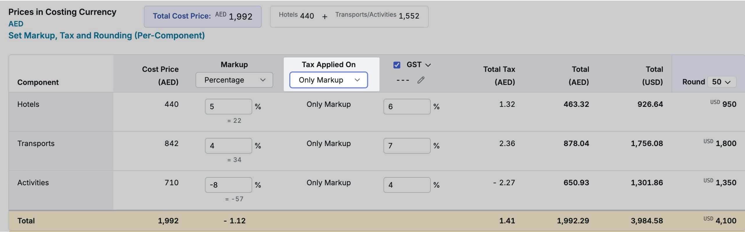 Image showing Advance taxation tax only markup