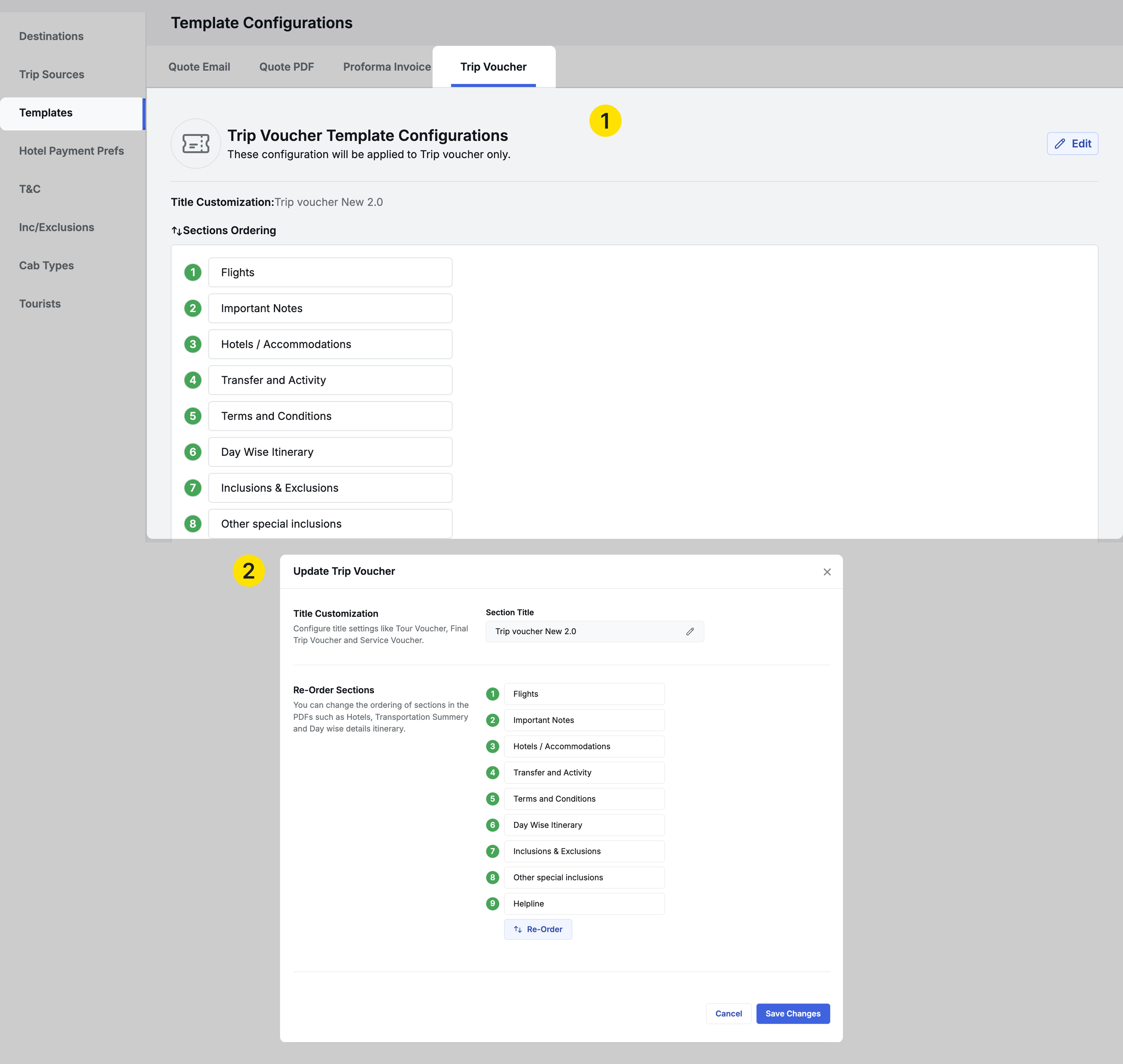 Image Showing Trip Voucher Customisation