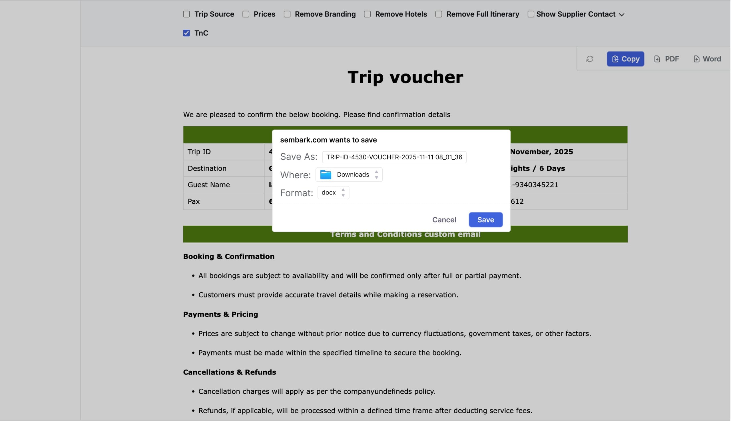 Image Showing Voucher File Name