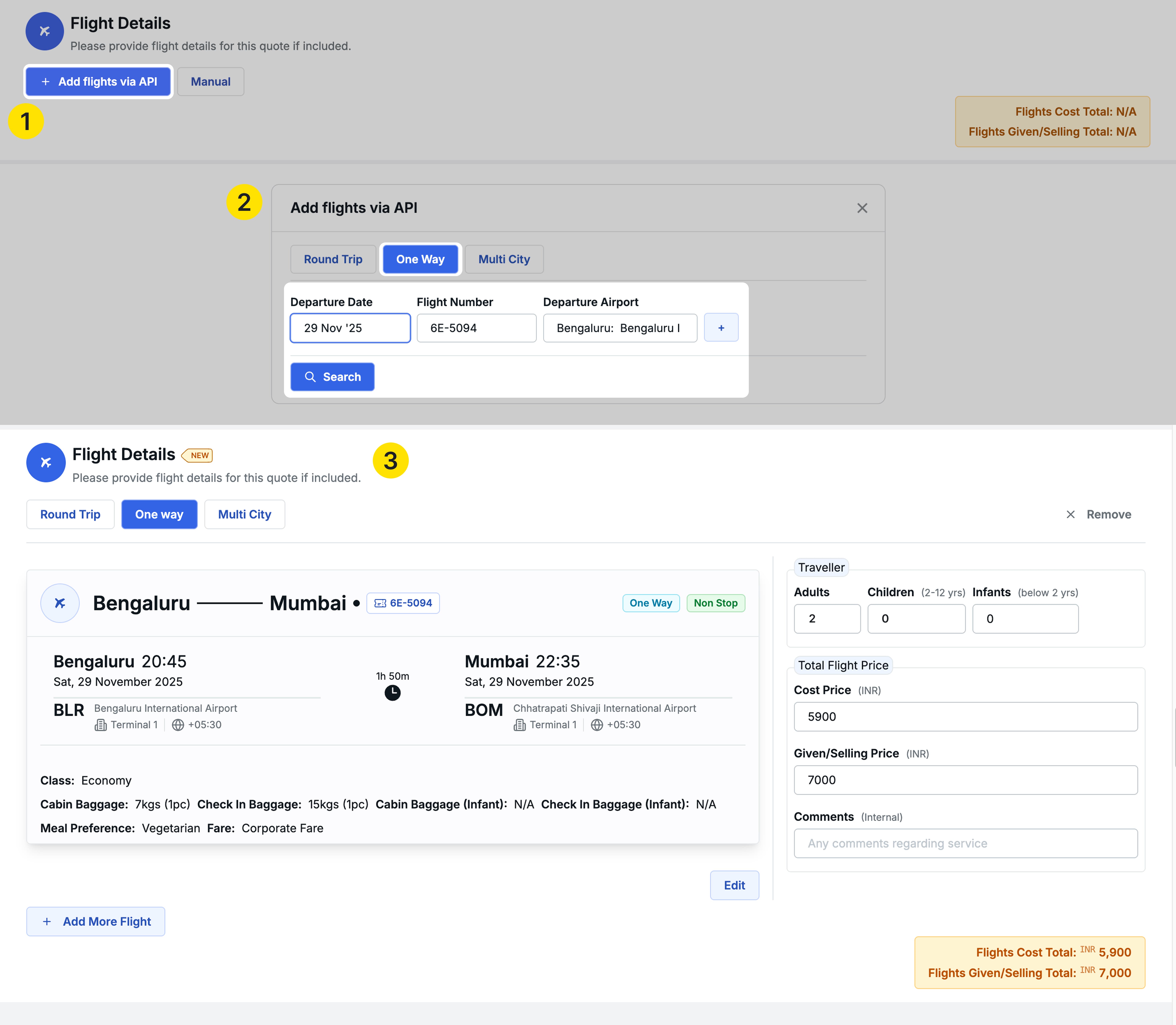 Image showing how to search one-way flight