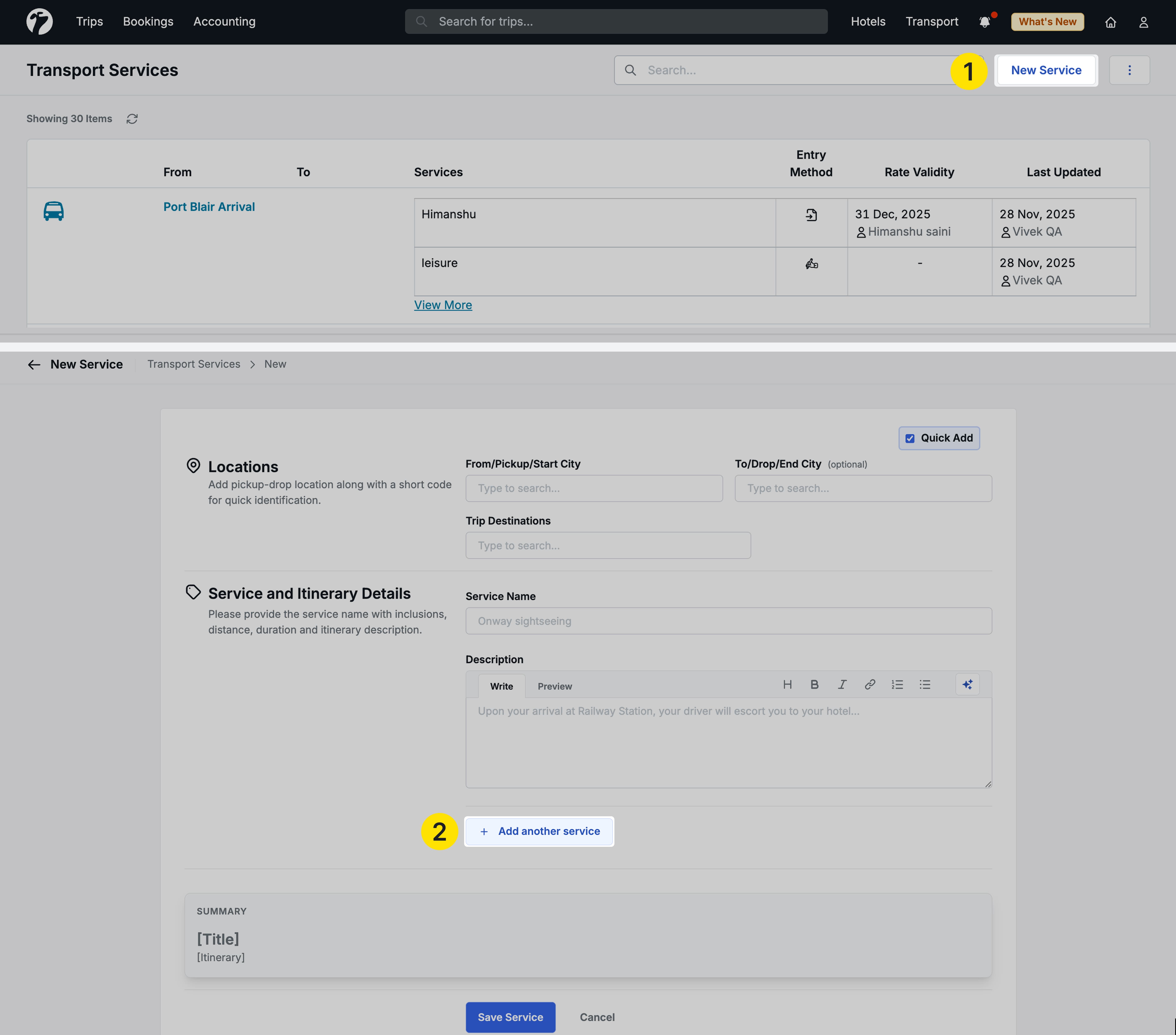 Image Showing Transport Service multiple Add