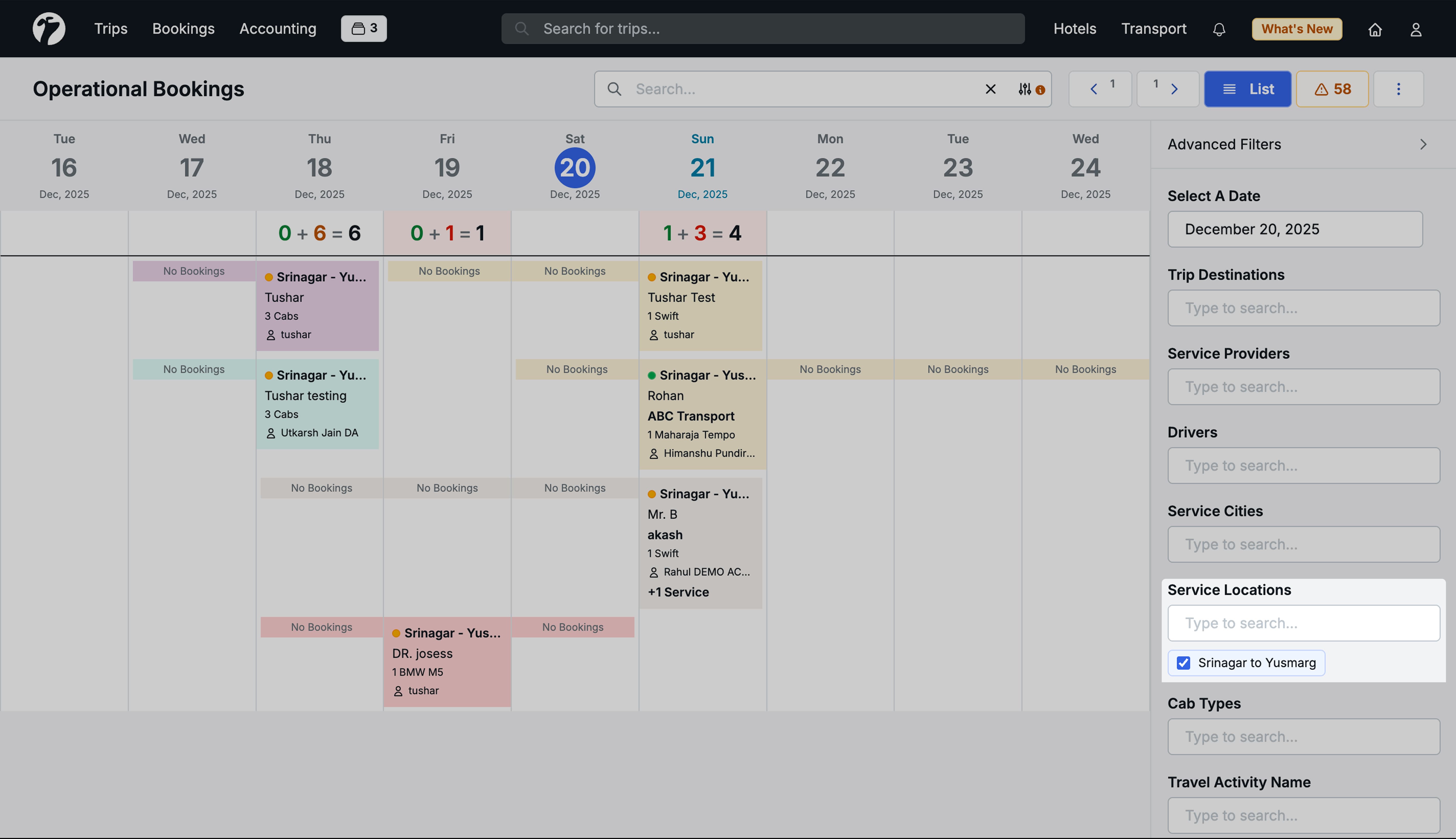 Image Showing Service location filter