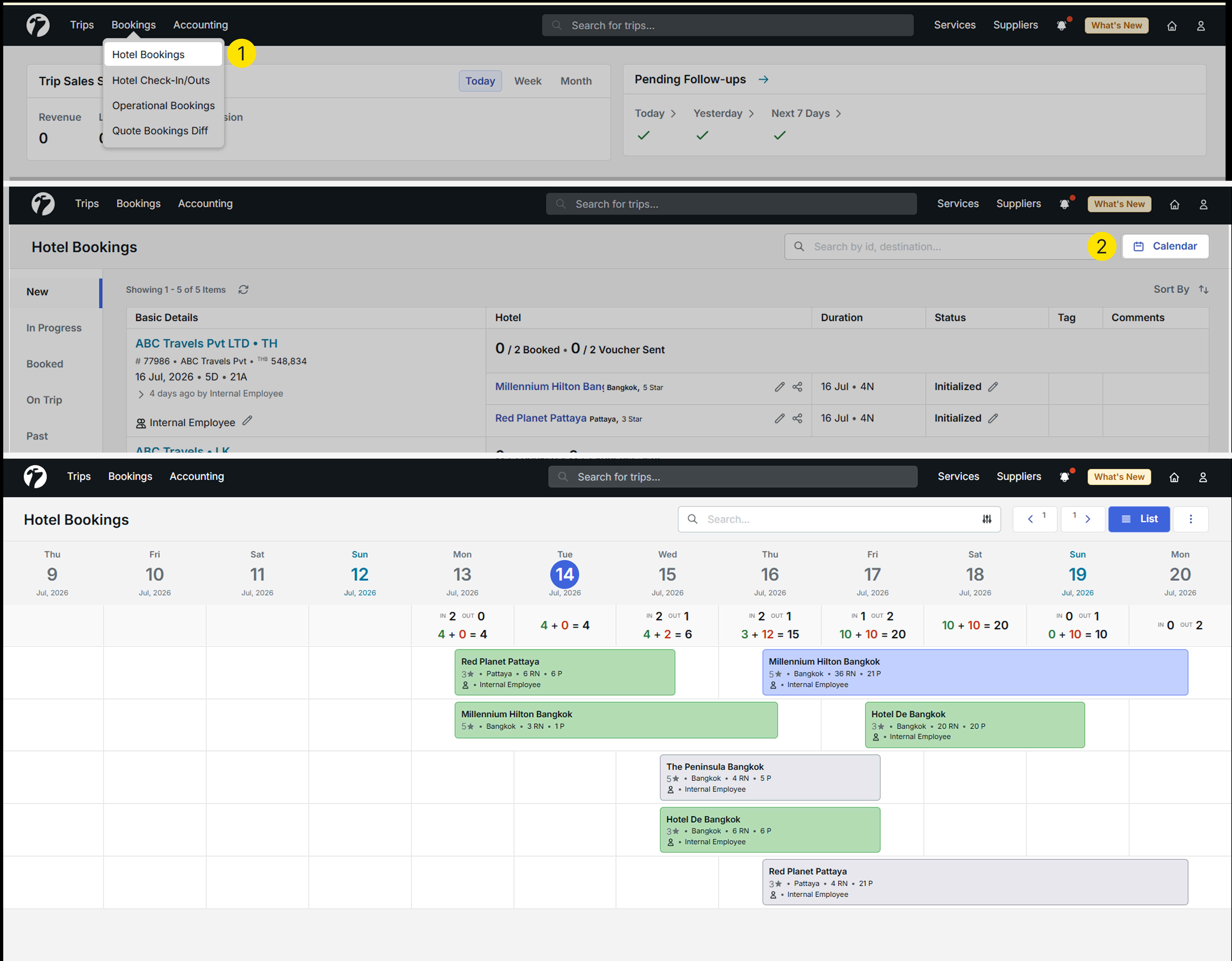 Image showing the Hotel Bookings calendar